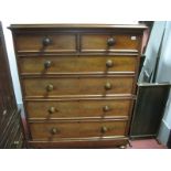 A Mid XIX Century Mahogany Chest of Drawers, with two short drawers, four long drawers on bun feet.