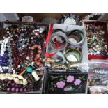 A Mixed Lot of Assorted Costume Jewellery, including beads, bangles, jewellery box, decorative