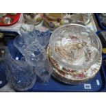 Royal Albert Old Country Roses - six dinner and two desert plates (second quality), glassware,