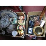 Bosson & Legends Heads, pottery, torch, camera's, razor, loom, etc:- Two Boxes