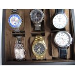 Six Modern Gent's Wristwatches, contained in a Constantin Weisz fitted watch case.