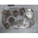 A Collection of Assorted Hallmarked Silver Medallion Pendants, including 'Hall-Dalwood shield G.