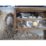 Vintage Imitation Pearl Bead Necklaces, brooches, cufflinks, graduated necklace, etc.