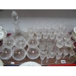 Ships Decanter, wine glasses, brandy glasses, etc:- One Tray