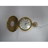 Carronade ; A Modern Gold Plated Cased half hunter Pocketwatch, the signed dial with black and red