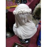 A Resin Model of A Veiled Lady, impressed A Filli Fivence on circular socle base.