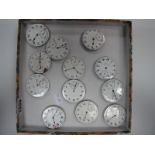 Twelve Assorted Pocketwatch Dials/Movements, all with Arabic numerals and seconds subsidiary dial (