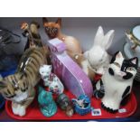 Sylvac Cat, Royal Worcester "Flat Mates" dog, "Ben" bunny rabbit, stamped 1026:- One Tray.