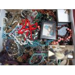 Assorted Costume Jewellery, including beads, bangles, etc:- One Tray