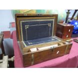 A XIX Walnut Brass Bound Writing Box, with a leather scriver, fitted interior.