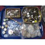 A Large Collection of Assorted Wristwatch Movements, dials, pocketwatch glasses, six vintage gent'