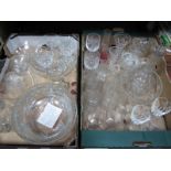 Cut Glass Fruit Bowls, water jug, wine glasses, etc:- Two Boxes