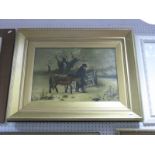 A C Greenhalgh Oil on Canvas, of a county scene of a gentleman walking a pony, signed lower left.