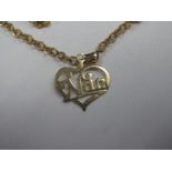 A 9ct Gold Fancy Link Chain, suspending "Nan" pendant.