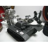 Nuts Bolts and Fittings Model Tank, cannon, equestrian figure and robot.