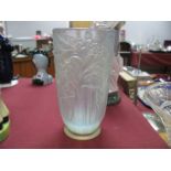 A 'Joblings Opalique' Glass Celery Vase, moulded decoration of celery stalks and leaves to the body,