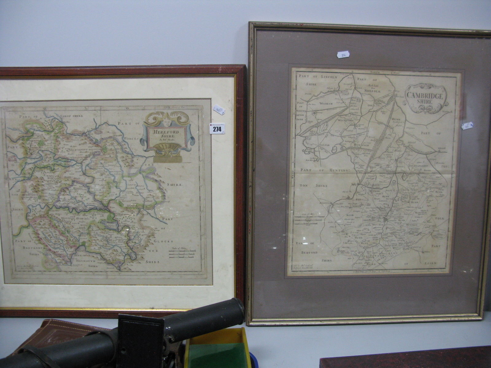 Sutton Nichols, Map of Cambridgeshire circa 1700, sold by Abel Swale and John Churchill; Robert