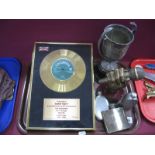 Bobby Knutt Memorabilia to include Apache by the Shadows, disc, Mercury Awards Microphone Trophy,