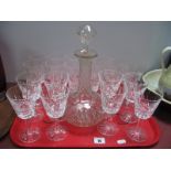 Waterford and Other Drinking Glasses, decanter:- One Tray