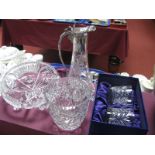 A Pair of Edinburgh Crystal Whisky Glasses (cased), claret jug with plated handle and joining neck