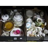 Crested Ware, miniature Limoges style plates, coffee cans, whisky barrel, china tea wares, etc:- Two