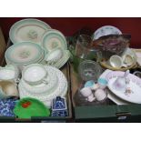 Susie Cooper Dinner Ware, jelly moulds, cabinet plates, Poole, Grimwades flower holder etc:- Two