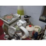 A German Pottery Jug, Beverley Pacy cheese dish and cover, other pottery:- One Tray - plus an