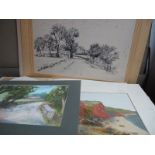 A Quantity of Watercolour's, pastel, pencil, oil, prints, nude studies, students work, etc in