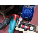 A Bosch Electric Hedge Trimmer, extension lead, foot pump, Royale Senior vacuum cleaner, etc.