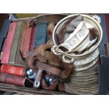 Johnson's Victorian Dinner Ware, books, Carl Zeiss Jena 6 x 30 binoculars, fox fur:- One Box