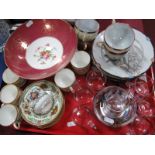 Minton China Floral Bowl, coffee cups and saucers, oriental tea ware, glass butterfly decorated