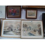 J. Hammel, pair of watercolours, countryside and river scenes, 27.5 x 37.5cm; signed Kate Wylie