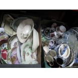 Johnson's Tureens, Honiton dish, late Mayers meat plates, other pottery, glassware:- Two Boxes