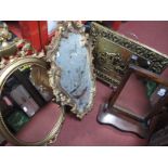 Two Wall Mirrors, swing toilet mirror, brass fire screen. (4)