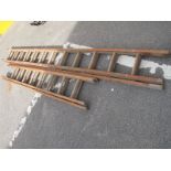 Two Sets of Wooden Extending Ladders. (2)