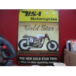 BSA Motorcycles Metal Wall Sign, 70 x 50cm.