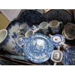 An Early XIX Century Blue and White Transfer Printed Dished Plate, blue and white cheese dish,