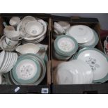 A Midwinter Stylecraft Classic Shape Floral and Pale Green Banded Dinner Ware, of approximately