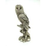 A Modern Hallmarked Silver Filled Model of an Owl on a Branch, 21cm high.