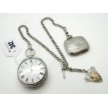 A Hallmarked Silver Cased Openface Pocketwatch, the white dial with black Roman numerals, the