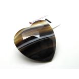 A Heart Shaped Scottish Hardstone Pebble Brooch, of rose faceted heart shaped design, to a hinged