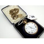 A 9ct Gold Cased Openface Pocketwatch, the white dial with black Roman numerals and seconds