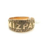 A Victorian 9ct Gold Mizpah Ring, embossed to the chased band, allover decorated with flowers and