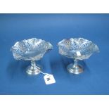 A Pair of Hallmarked Silver Bonbon Dishes, GB&Co, Birmingham 1935, each of shaped hexagonal scroll