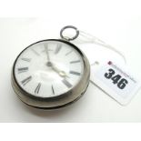 A Hallmarked Silver Cased Pair Case Pocketwatch, the white dial with black Roman numerals, the