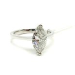 An 18ct White Gold Marquise Cut Single Stone Diamond Ring, approximate diamond weight 1.04cts.