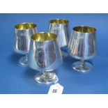 A Set of Four Irish Hallmarked Silver Goblets, RII, Dublin 1974, each of tapering cylindrical