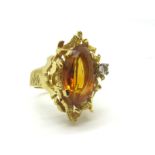 Alan Martin Gard; An 18ct Gold Citrine and Diamond Set Cocktail Ring, in the style of designer