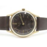 Bentima Star 21; A 9ct Gold Cased Gent's Wristwatch, the signed brown dial with line markers, and