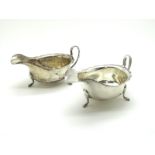 A Matched Pair of Hallmarked Silver Sauce Boats, EV, Sheffield 1933, 1940, each with wavy cut